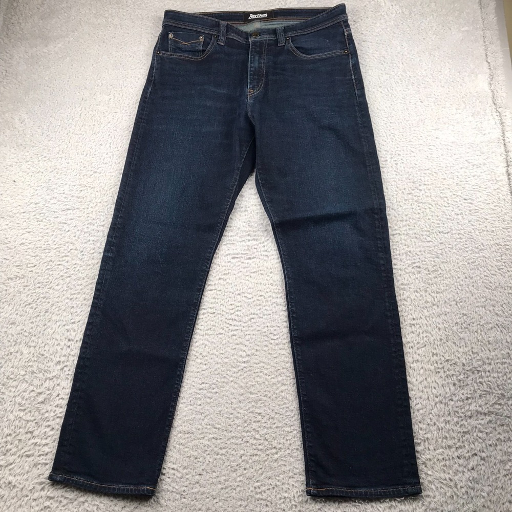 Revtown Automatic Jeans Mens 33 (34x30) Dark Wash Relaxed Straight Stretch Denim